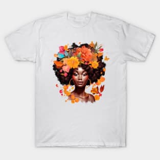 Floral Black Girl #4 T-Shirt